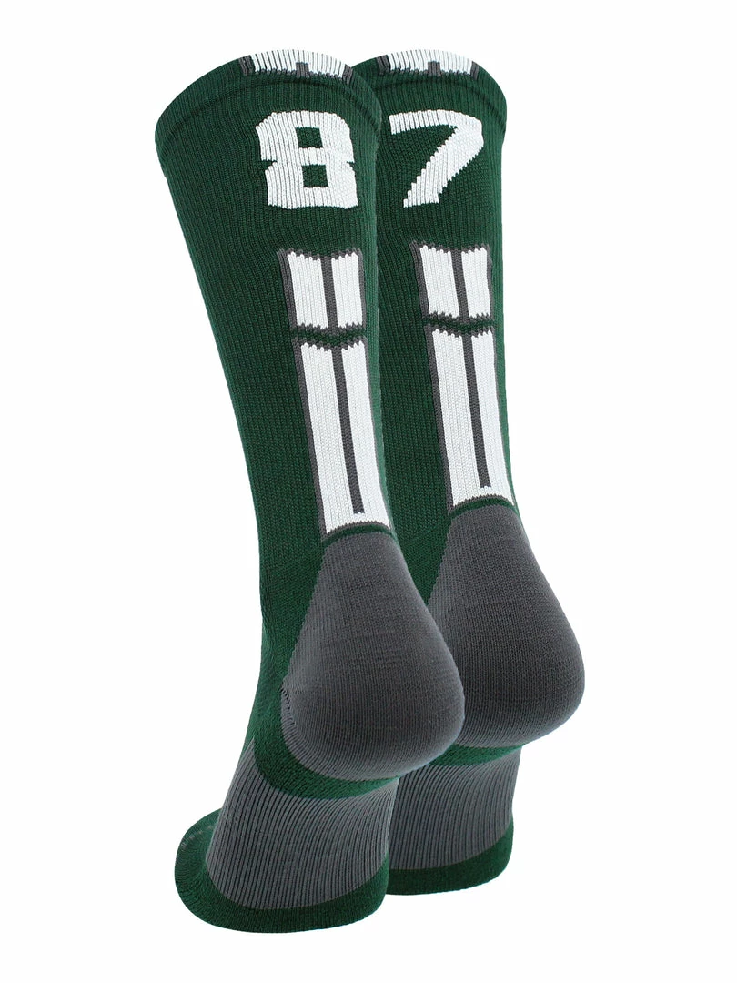 Buy โ๏ธ MadSportsStuff Dark Green Player ID Custom Number Crew ๐งฆ Socks For ๐ Basketball Lacrosse Volleyball Boys And ๐ง Girls ๐ 42 MadSportsStuff Dark Green Player ID Custom Number Crew Socks For Basketball Lacrosse Volleyball Boys And Girls