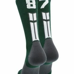 MadSportsStuff Volleyball Socks Dark Green Player ID Custom Number Crew Socks For Basketball Lacrosse Volleyball Boys And Girls