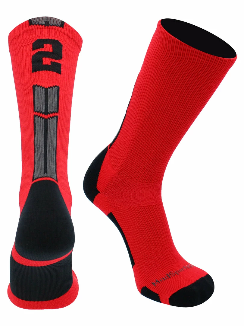 Promo ๐ MadSportsStuff Red And Black Player ID Custom Number Crew ๐งฆ Socks For ๐ Basketball Lacrosse Volleyball Boys And ๐ง Girls Volleyball ๐งฆ Socks โจ 2 MadSportsStuff Red And Black Player ID Custom Number Crew Socks For Basketball Lacrosse Volleyball Boys And Girls Volleyball Socks