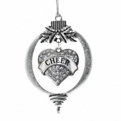 MadSportsStuff Cheerleading Christmas Ornament With Crystal Cheer Heart Charm For Cheerleader