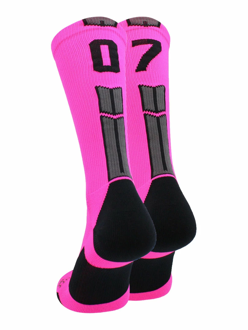 Buy โจ MadSportsStuff Neon Pink And Black Player ID Custom Number Crew ๐งฆ Socks For ๐ Basketball Lacrosse Volleyball Boys And ๐ง Girls ๐ 71 MadSportsStuff Neon Pink And Black Player ID Custom Number Crew Socks For Basketball Lacrosse Volleyball Boys And Girls