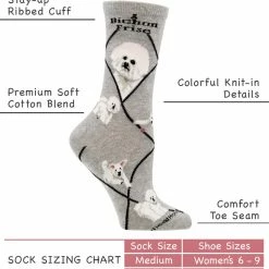 WHD Crazy Socks - Crew Bichon Socks For Women Gift For Dog Lovers