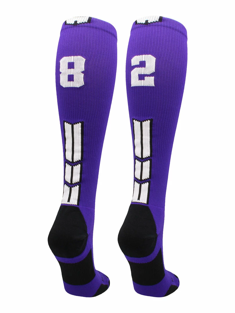 New โ๏ธ MadSportsStuff Purple Player ID Custom Number Over The Calf ๐งฆ Socks For ๐ฅ Softball โพ Baseball Football Boys And ๐ง Girls ๐ 48 MadSportsStuff Purple Player ID Custom Number Over The Calf Socks For Softball Baseball Football Boys And Girls