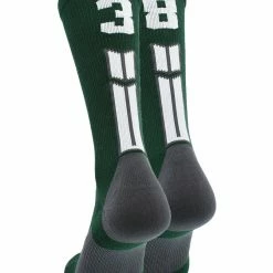 MadSportsStuff Volleyball Socks Dark Green Player ID Custom Number Crew Socks For Basketball Lacrosse Volleyball Boys And Girls
