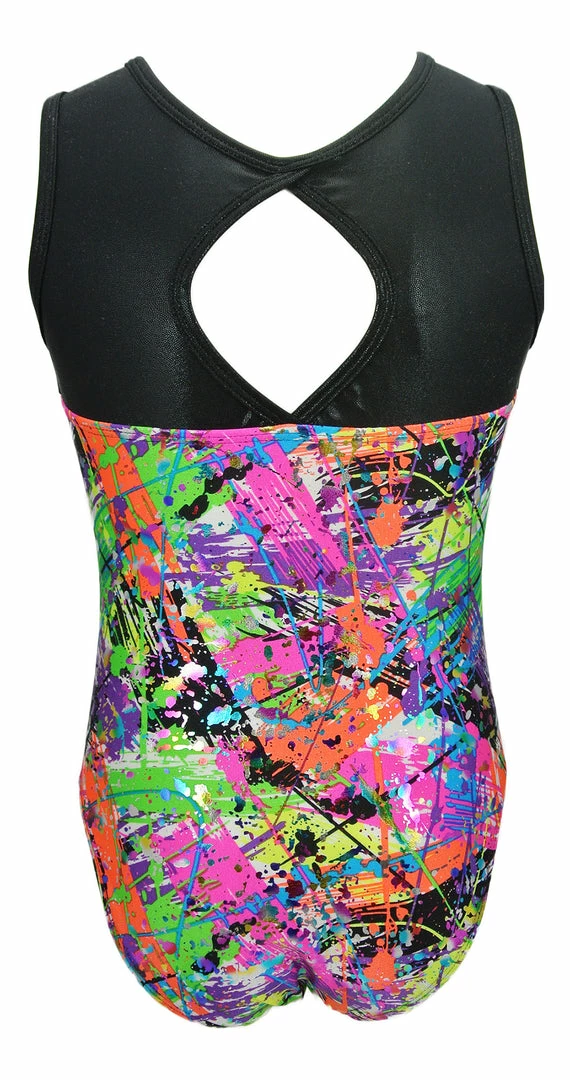 Discount ๐ MadSportsStuff Keyhole Style Paint Splatter Foil ๐ง Girls Gymnastics Leotard Leotards ๐ 2 MadSportsStuff Keyhole Style Paint Splatter Foil Girls Gymnastics Leotard Leotards