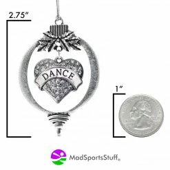 MadSportsStuff Christmas Ornament For Dancer With Crystal Dance Heart Charm Ornaments