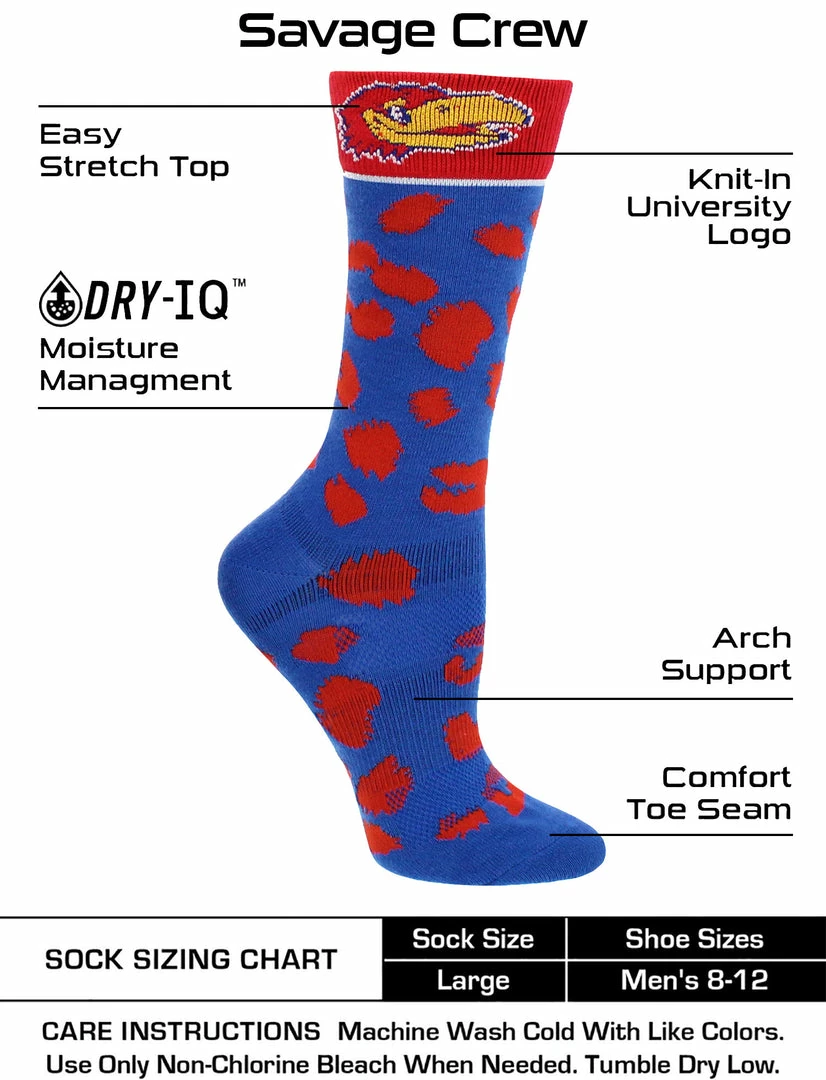 Cheapest โ TCK KU Kansas Jayhawks ๐งฆ Socks ๐ฉ Womens Savage Crew ๐งฆ Socks ๐ 3 TCK KU Kansas Jayhawks Socks Womens Savage Crew Socks