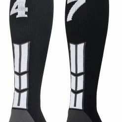 MadSportsStuff Black Player ID Custom Number Over The Calf Socks For Softball Baseball Football Boys And Girls