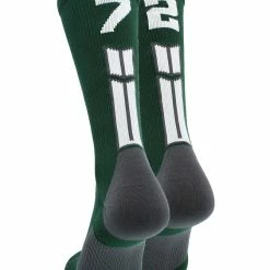 MadSportsStuff Volleyball Socks Dark Green Player ID Custom Number Crew Socks For Basketball Lacrosse Volleyball Boys And Girls