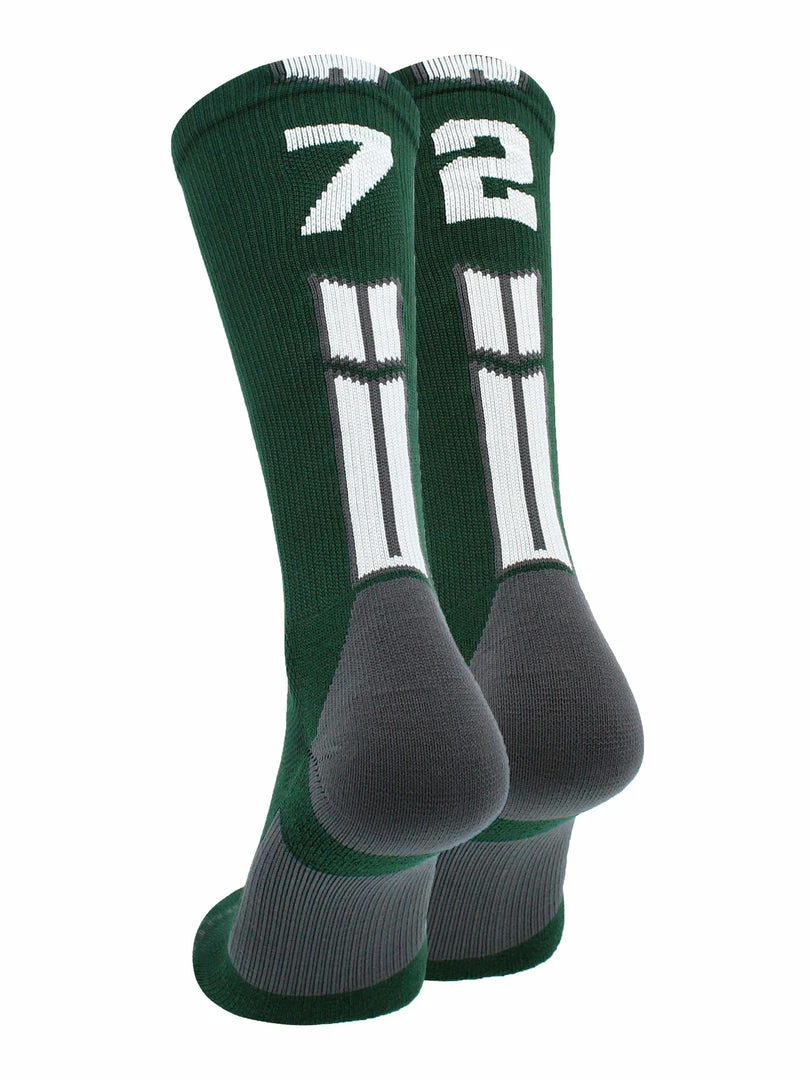 Buy โ๏ธ MadSportsStuff Dark Green Player ID Custom Number Crew ๐งฆ Socks For ๐ Basketball Lacrosse Volleyball Boys And ๐ง Girls ๐ 7 MadSportsStuff Dark Green Player ID Custom Number Crew Socks For Basketball Lacrosse Volleyball Boys And Girls