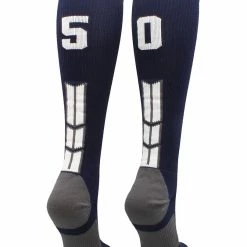 MadSportsStuff Navy Player ID Custom Number Over The Calf Socks For Softball Baseball Football Boys And Girls Softball Socks