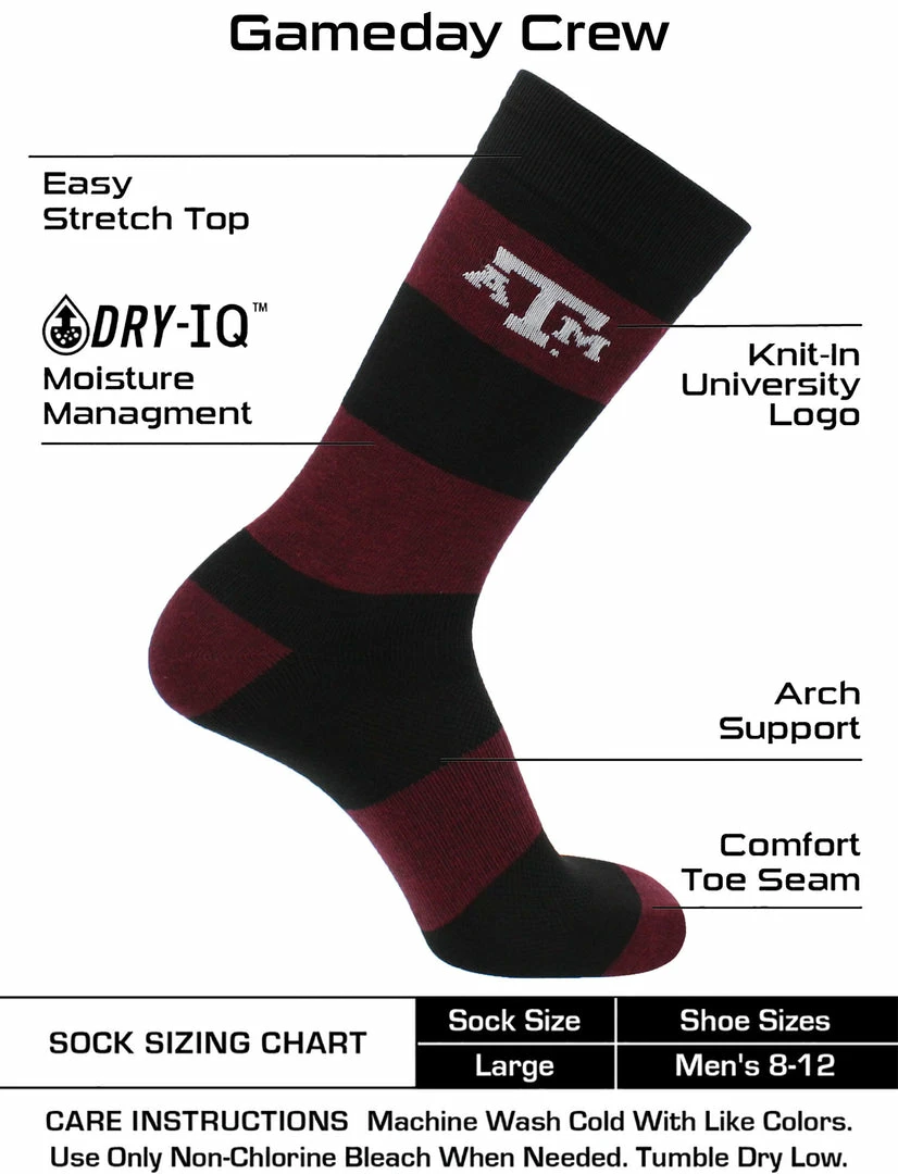 Cheap ๐ฅ TCK Texas A&M Aggies ๐งฆ Socks Game Day Striped Crew ๐งฆ Socks ๐ 3 TCK Texas A&M Aggies Socks Game Day Striped Crew Socks