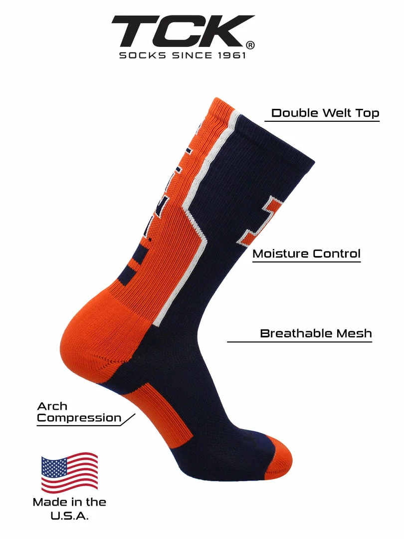 Cheapest ๐งจ TCK Illinois Fighting Illini ๐งฆ Socks Perimeter Crew ๐ 4 TCK Illinois Fighting Illini Socks Perimeter Crew