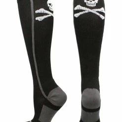 MadSportsStuff Pirate Skull And Crossbones (Jolly Roger) Over The Calf Socks Baseball Socks