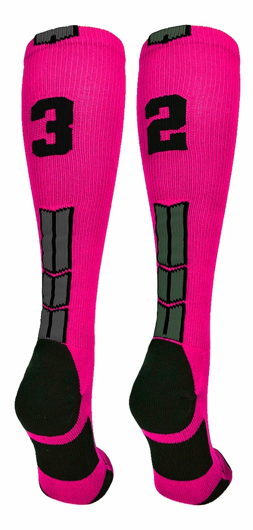 Discount ๐ฅ MadSportsStuff Neon Pink And Black Player ID Custom Number Over The Calf ๐งฆ Socks For ๐ฅ Softball โพ Baseball Football Boys And ๐ง Girls โพ Baseball ๐งฆ Socks ๐ 98 MadSportsStuff Neon Pink And Black Player ID Custom Number Over The Calf Socks For Softball Baseball Football Boys And Girls Baseball Socks