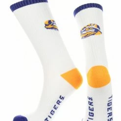 TCK All Schools LSU Tigers Socks Basic Crew White Socks