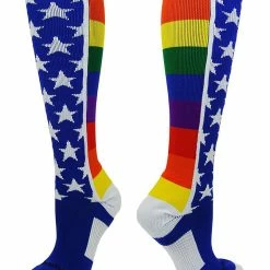 MadSportsStuff Kickball Socks Rainbow Pride Over The Calf Socks