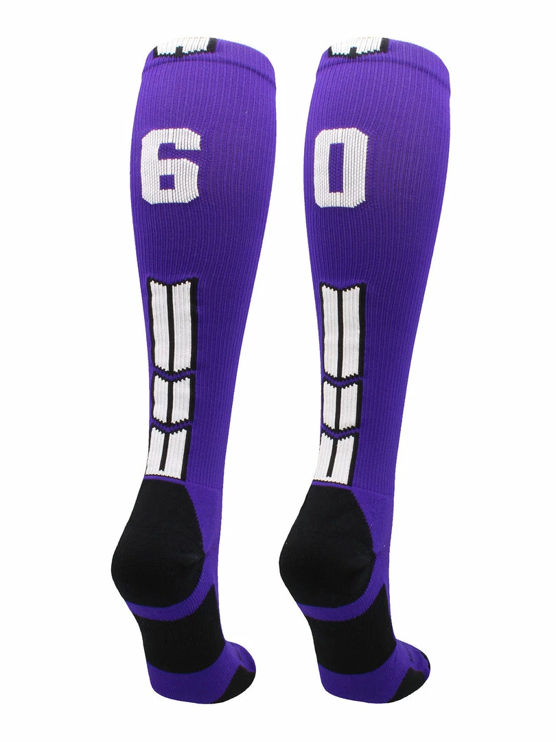 New โ๏ธ MadSportsStuff Purple Player ID Custom Number Over The Calf ๐งฆ Socks For ๐ฅ Softball โพ Baseball Football Boys And ๐ง Girls ๐ 20 MadSportsStuff Purple Player ID Custom Number Over The Calf Socks For Softball Baseball Football Boys And Girls