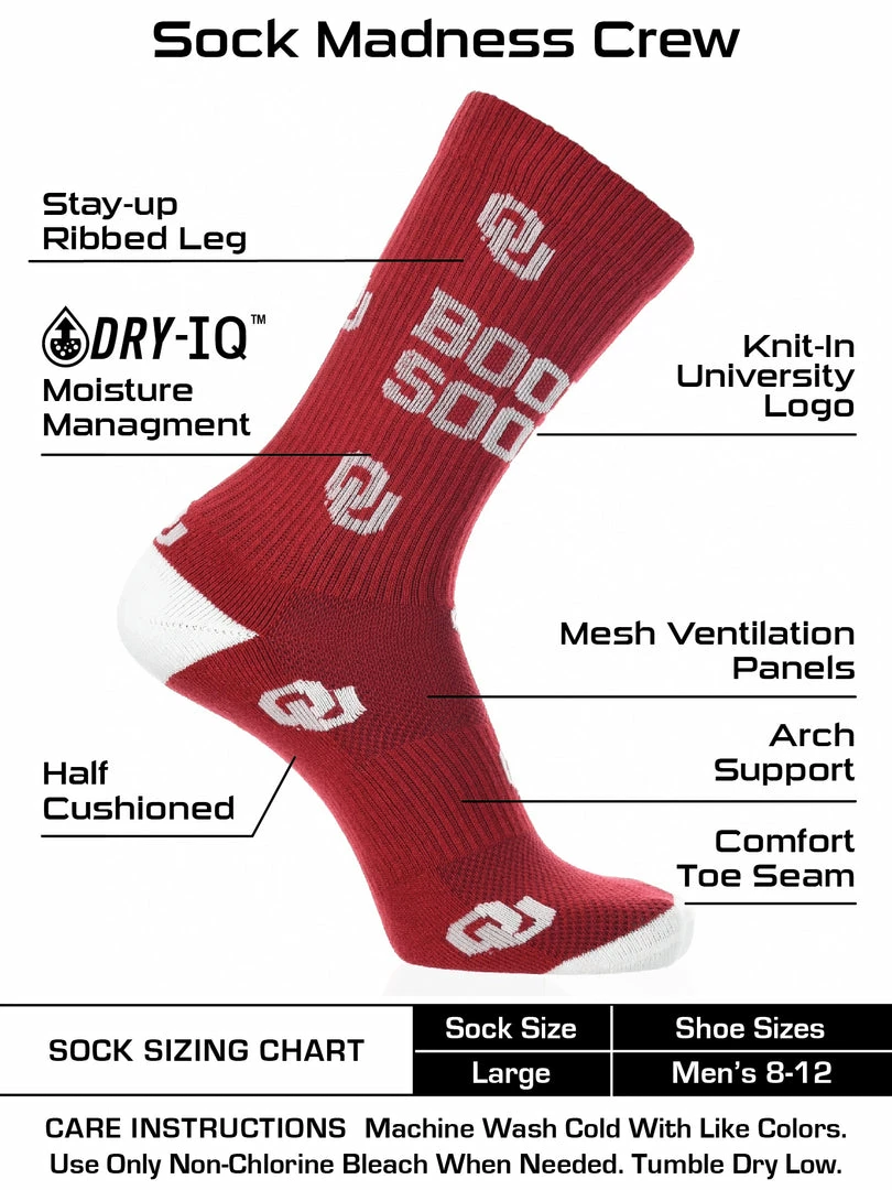 Flash Sale โ๏ธ TCK OU Oklahoma Sooners ๐งฆ Socks Crew Length Sock Mayhem ๐ 3 TCK OU Oklahoma Sooners Socks Crew Length Sock Mayhem