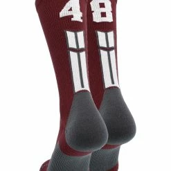 MadSportsStuff Maroon Player ID Custom Number Crew Socks For Basketball Lacrosse Volleyball Boys And Girls Volleyball Socks