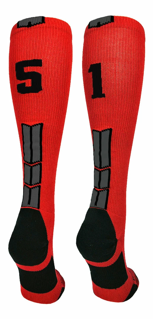 New ๐ MadSportsStuff Red And Black Player ID Custom Number Over The Calf ๐งฆ Socks For ๐ฅ Softball โพ Baseball Football Boys And ๐ง Girls โพ Baseball ๐งฆ Socks ๐ 30 MadSportsStuff Red And Black Player ID Custom Number Over The Calf Socks For Softball Baseball Football Boys And Girls Baseball Socks