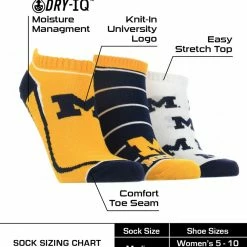 TCK Michigan Wolverines No Show Socks Full Field 3 Pack All Schools