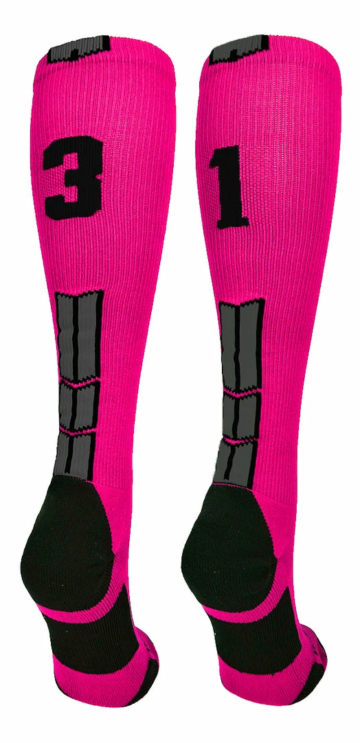 Discount ๐ฅ MadSportsStuff Neon Pink And Black Player ID Custom Number Over The Calf ๐งฆ Socks For ๐ฅ Softball โพ Baseball Football Boys And ๐ง Girls โพ Baseball ๐งฆ Socks ๐ 99 MadSportsStuff Neon Pink And Black Player ID Custom Number Over The Calf Socks For Softball Baseball Football Boys And Girls Baseball Socks