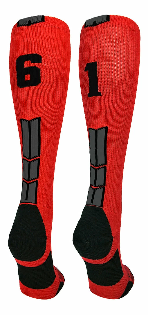 Budget ๐ฏ MadSportsStuff Red And Black Player ID Custom Number Over The Calf ๐งฆ Socks For ๐ฅ Softball โพ Baseball Football Boys And ๐ง Girls โพ Baseball ๐งฆ Socks ๐ 19 MadSportsStuff Red And Black Player ID Custom Number Over The Calf Socks For Softball Baseball Football Boys And Girls Baseball Socks