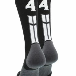 MadSportsStuff Black Player ID Custom Number Crew Socks For Basketball Lacrosse Volleyball Boys And Girls Volleyball Socks