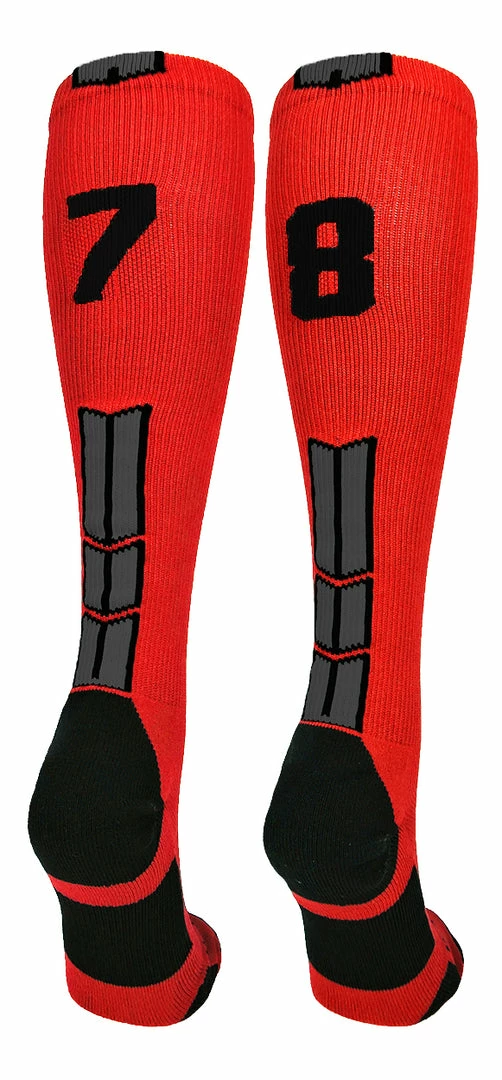 Budget ๐ฏ MadSportsStuff Red And Black Player ID Custom Number Over The Calf ๐งฆ Socks For ๐ฅ Softball โพ Baseball Football Boys And ๐ง Girls โพ Baseball ๐งฆ Socks ๐ 52 MadSportsStuff Red And Black Player ID Custom Number Over The Calf Socks For Softball Baseball Football Boys And Girls Baseball Socks