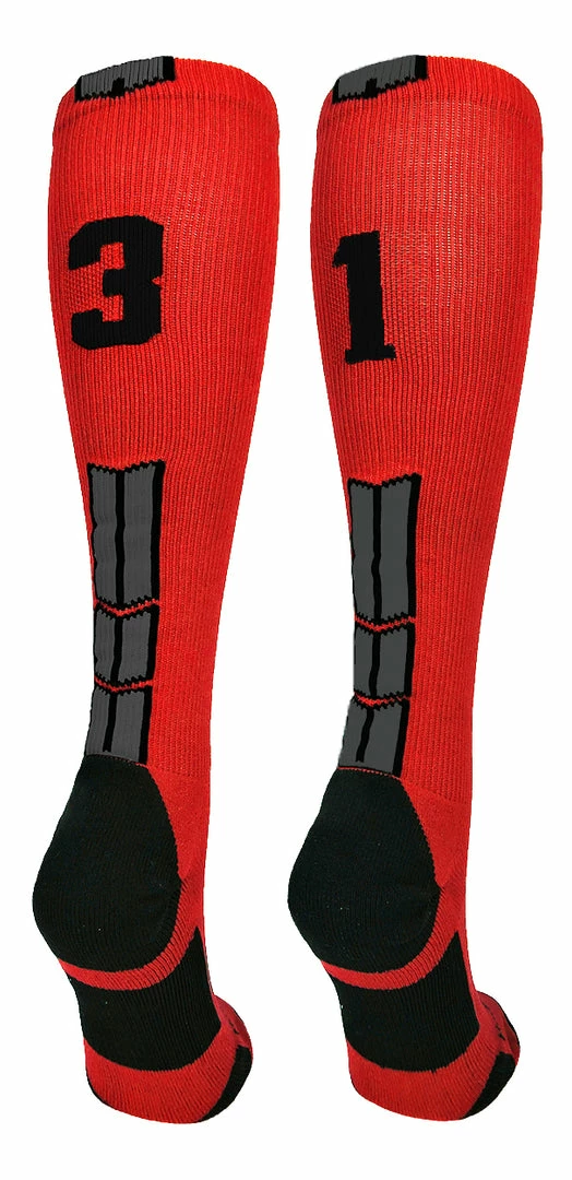 New ๐ MadSportsStuff Red And Black Player ID Custom Number Over The Calf ๐งฆ Socks For ๐ฅ Softball โพ Baseball Football Boys And ๐ง Girls โพ Baseball ๐งฆ Socks ๐ 99 MadSportsStuff Red And Black Player ID Custom Number Over The Calf Socks For Softball Baseball Football Boys And Girls Baseball Socks