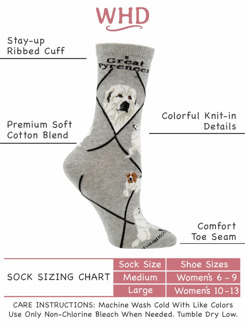 Cheap 🤩 WHD Great Pyrenees 🧦 Socks For 👩 Women Gift For 🦮 Dog Lovers Crazy 🧦 Socks - Crew ✔️ 3 WHD Great Pyrenees Socks For Women Gift For Dog Lovers Crazy Socks - Crew