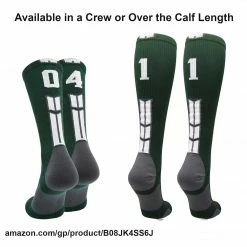 Hot Sale โ๏ธ MadSportsStuff Dark Green Player ID Custom Number Over The Calf ๐งฆ Socks For ๐ฅ Softball โพ Baseball Football Boys And ๐ง Girls ๐ 111 MadSportsStuff Dark Green Player ID Custom Number Over The Calf Socks For Softball Baseball Football Boys And Girls