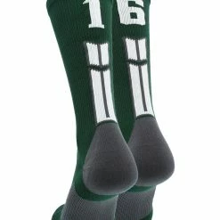 MadSportsStuff Dark Green Player ID Custom Number Crew Socks For Basketball Lacrosse Volleyball Boys And Girls Volleyball Socks
