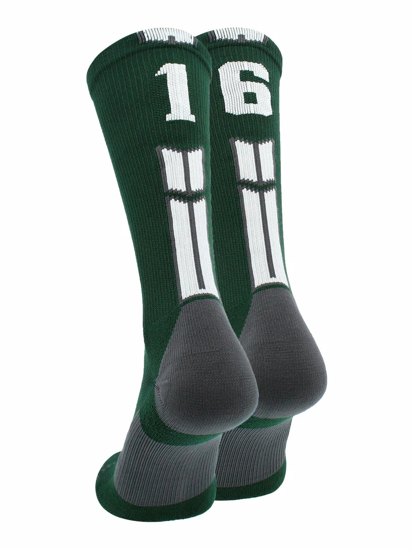 Buy โ๏ธ MadSportsStuff Dark Green Player ID Custom Number Crew ๐งฆ Socks For ๐ Basketball Lacrosse Volleyball Boys And ๐ง Girls ๐ 62 MadSportsStuff Dark Green Player ID Custom Number Crew Socks For Basketball Lacrosse Volleyball Boys And Girls