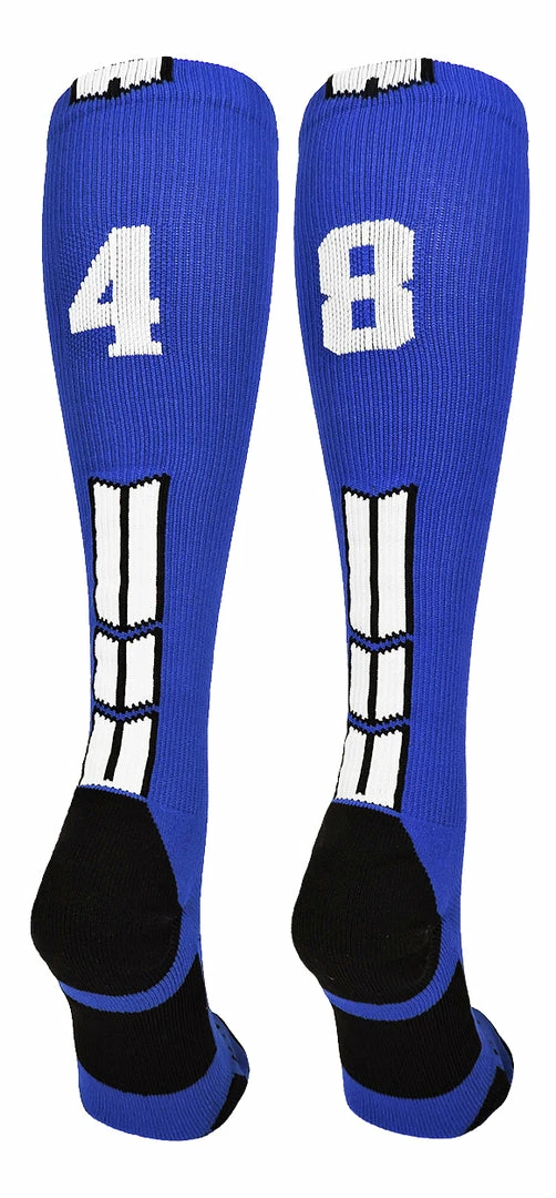 Brand new ๐ฅฐ MadSportsStuff Royal Player ID Custom Number Over The Calf ๐งฆ Socks For ๐ฅ Softball โพ Baseball Football Boys And ๐ง Girls ๐ 57 MadSportsStuff Royal Player ID Custom Number Over The Calf Socks For Softball Baseball Football Boys And Girls