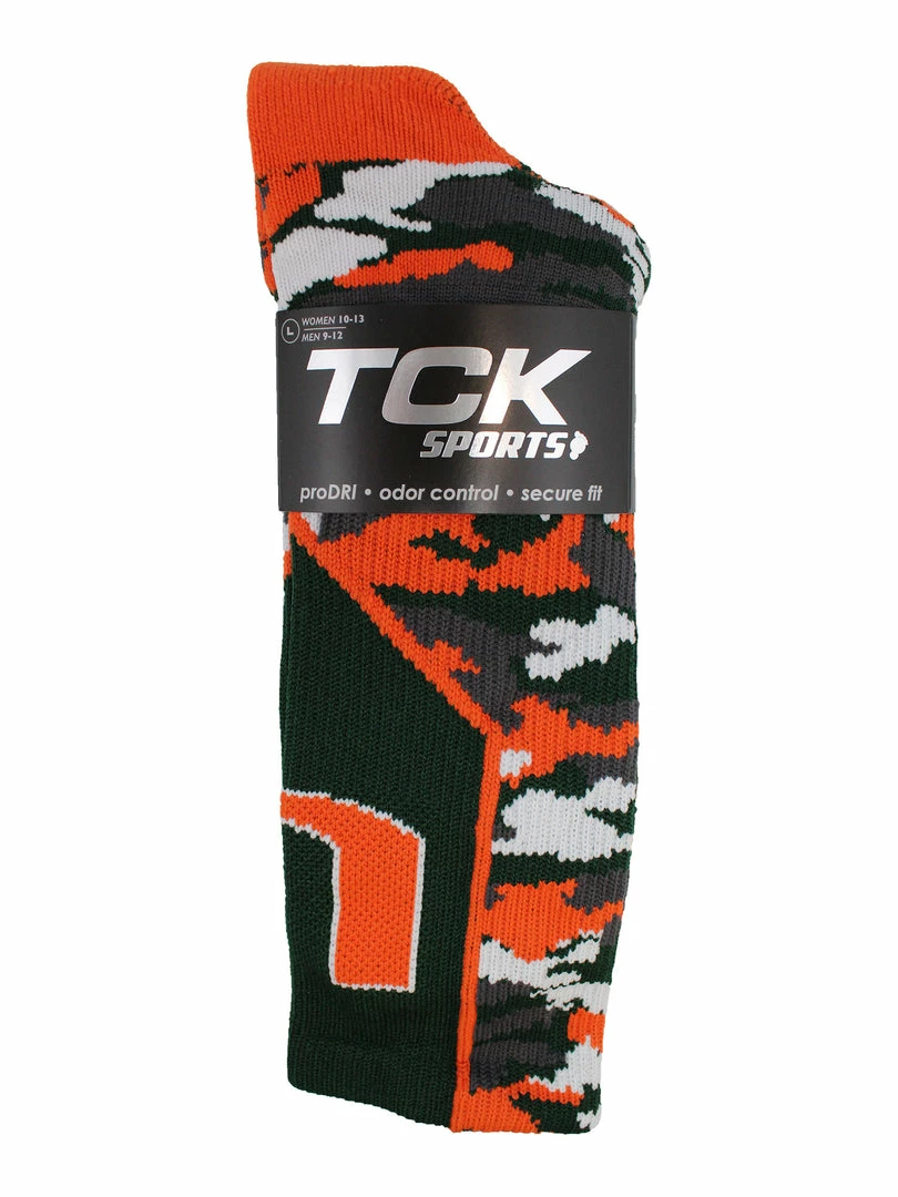 Cheapest ๐ TCK Miami Hurricanes ๐งฆ Socks Woodland Camo Crew All Schools ๐ 3 TCK Miami Hurricanes Socks Woodland Camo Crew All Schools