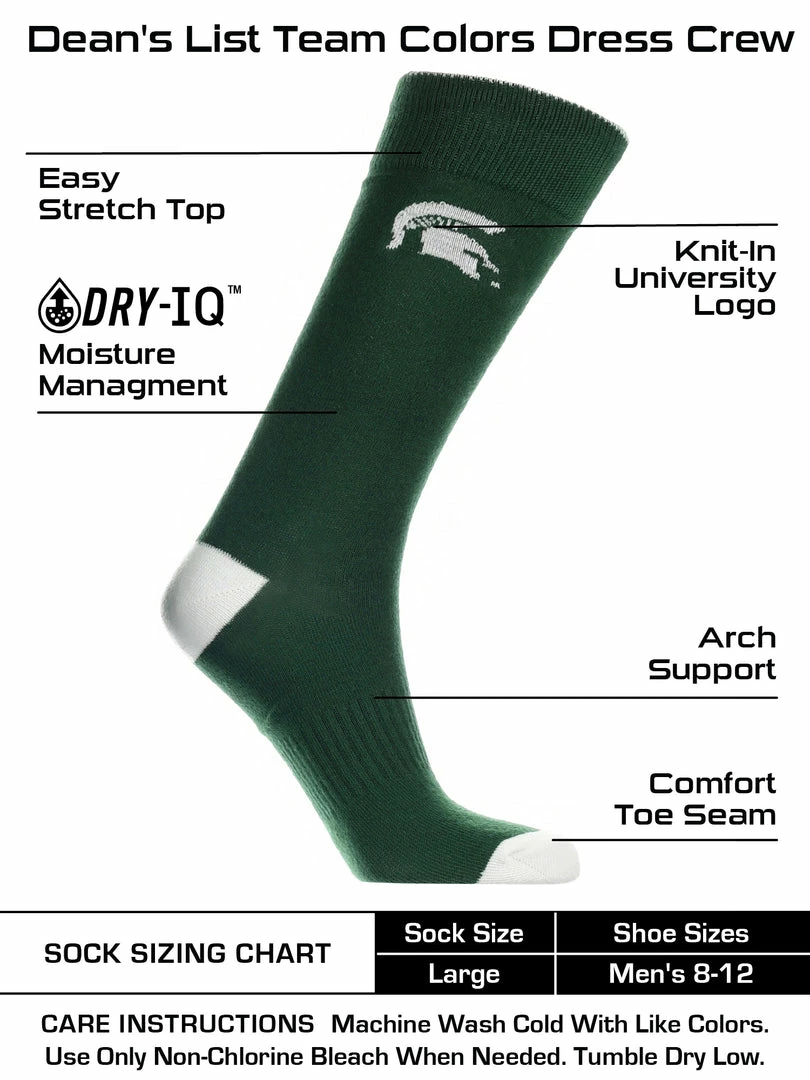 Brand new ๐ TCK Michigan State Spartans ๐ Dress ๐งฆ Socks Dean's List Crew Length ๐งฆ Socks โญ 3 TCK Michigan State Spartans Dress Socks Dean's List Crew Length Socks