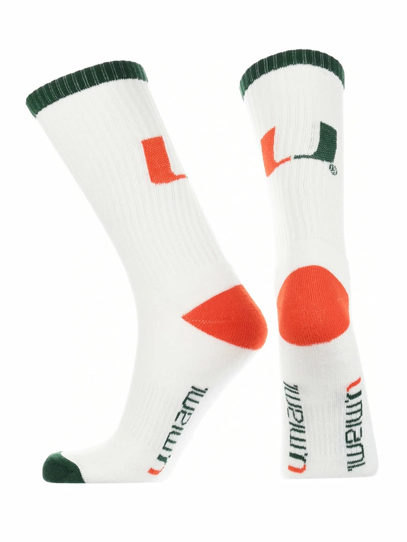Hot Sale ๐ TCK Miami Hurricanes ๐งฆ Socks Basic Crew White ๐งฆ Socks โญ 2 TCK Miami Hurricanes Socks Basic Crew White Socks