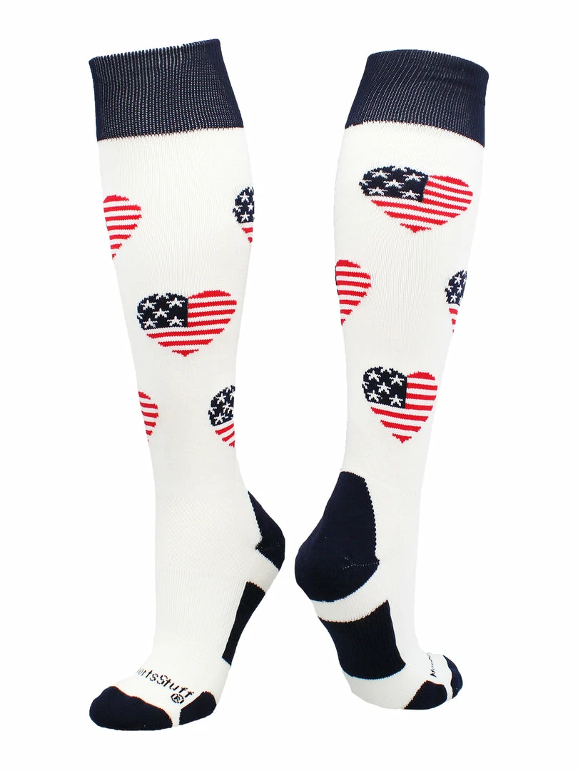 Cheapest ๐งจ MadSportsStuff Love USA American Flag Heart ๐งฆ Socks Over The Calf ๐ 1 MadSportsStuff Love USA American Flag Heart Socks Over The Calf