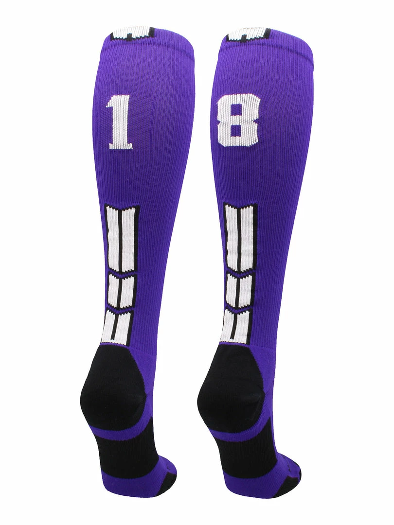 New โ๏ธ MadSportsStuff Purple Player ID Custom Number Over The Calf ๐งฆ Socks For ๐ฅ Softball โพ Baseball Football Boys And ๐ง Girls ๐ 61 MadSportsStuff Purple Player ID Custom Number Over The Calf Socks For Softball Baseball Football Boys And Girls
