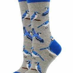 WHD Crazy Socks - Crew Blue Jay Bird Socks For Women Gift For Bird Lovers