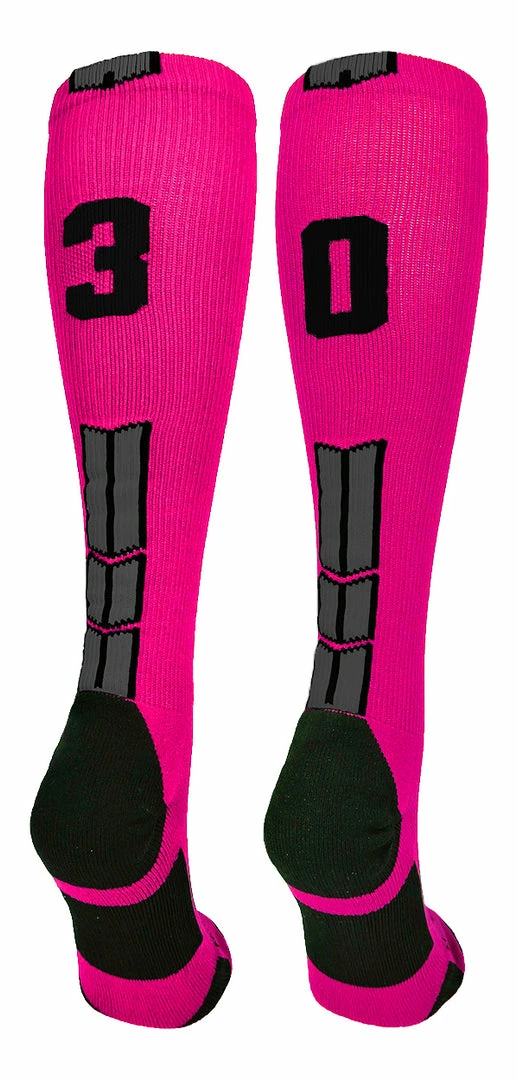 Discount ๐ฅ MadSportsStuff Neon Pink And Black Player ID Custom Number Over The Calf ๐งฆ Socks For ๐ฅ Softball โพ Baseball Football Boys And ๐ง Girls โพ Baseball ๐งฆ Socks ๐ 100 MadSportsStuff Neon Pink And Black Player ID Custom Number Over The Calf Socks For Softball Baseball Football Boys And Girls Baseball Socks