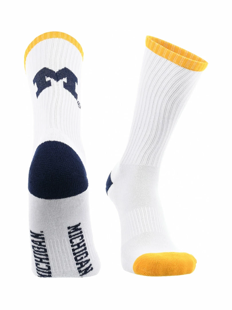 Buy ๐งจ TCK Michigan Wolverines ๐งฆ Socks Basic Crew White ๐งฆ Socks ๐ 1 TCK Michigan Wolverines Socks Basic Crew White Socks