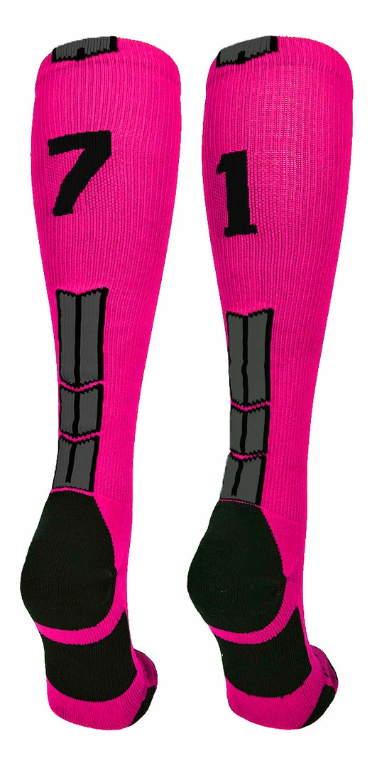 Best Sale ๐ MadSportsStuff โพ Baseball ๐งฆ Socks Neon Pink And Black Player ID Custom Number Over The Calf ๐งฆ Socks For ๐ฅ Softball โพ Baseball Football Boys And ๐ง Girls โจ 9 MadSportsStuff Baseball Socks Neon Pink And Black Player ID Custom Number Over The Calf Socks For Softball Baseball Football Boys And Girls