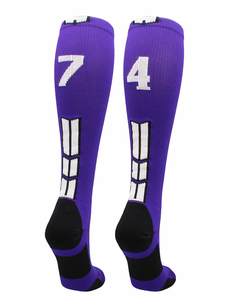 New โ๏ธ MadSportsStuff Purple Player ID Custom Number Over The Calf ๐งฆ Socks For ๐ฅ Softball โพ Baseball Football Boys And ๐ง Girls ๐ 31 MadSportsStuff Purple Player ID Custom Number Over The Calf Socks For Softball Baseball Football Boys And Girls