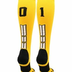MadSportsStuff Gold Player ID Custom Number Over The Calf Socks For Softball Baseball Football Boys And Girls