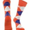 TCK Clemson Tigers Argyle Dress Socks NCAA Fanwear Crew Length