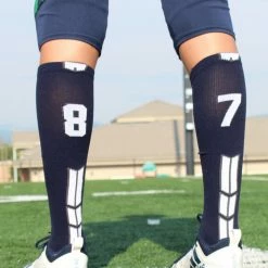 MadSportsStuff Navy Player ID Custom Number Over The Calf Socks For Softball Baseball Football Boys And Girls Softball Socks
