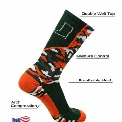 Cheapest ๐ TCK Miami Hurricanes ๐งฆ Socks Woodland Camo Crew All Schools ๐ 9 TCK Miami Hurricanes Socks Woodland Camo Crew All Schools